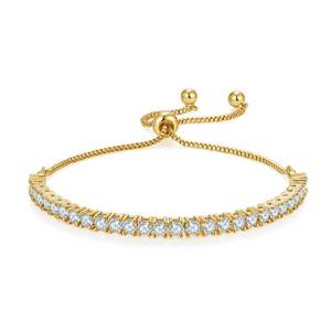 lot 472 image: MINDDHA Tennis Bracelet, 3mm Elegant Cubic Zirconia Tennis Bracelet for Women, Thin, Dainty, & Classic, Gold Color, Adjustable Slider