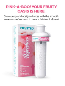 lot 480 image: Cirkul Frosted Refreshers Caffeine Flavor Water 2 Pack, No Sugar, Zero Calorie Drink Mix, (1 Pink Refresher & 1 Raspberry Tea Included)