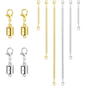 lot 482 image: SUTQIGUI 6 Pcs Necklace Extenders for Women and 4 Pcs 14K Gold and Silver Magnetic Necklace Clasp and Closures, Jewelry Magnetic Clasps for Necklaces, Bracelet Chain Necklace Extender(2, 4, 6 Inch)