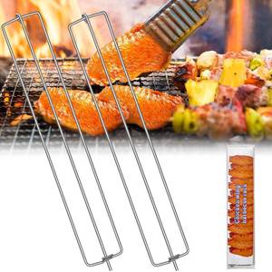 lot 485 image: ANTAND Wing Rails for Grilling Chicken Wings, Metal Wing Grilling Rails, Flat BBQ Barbecue Skewer Sticks, Reusable Chicken Wing Rack BBQ Fork, BBQ Grilling Tool Set for Outdoor Picnic Camping Party (4 Pack)