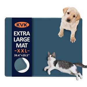 lot 3284 image: KVK Dog Food Mat, 39.4 x 29.5in Extra Large Silicone Pet Feeding Mat - Waterproof, Non - Slip, Chew - Resistant for Food & Water, Protect Floors (Royal Blue)