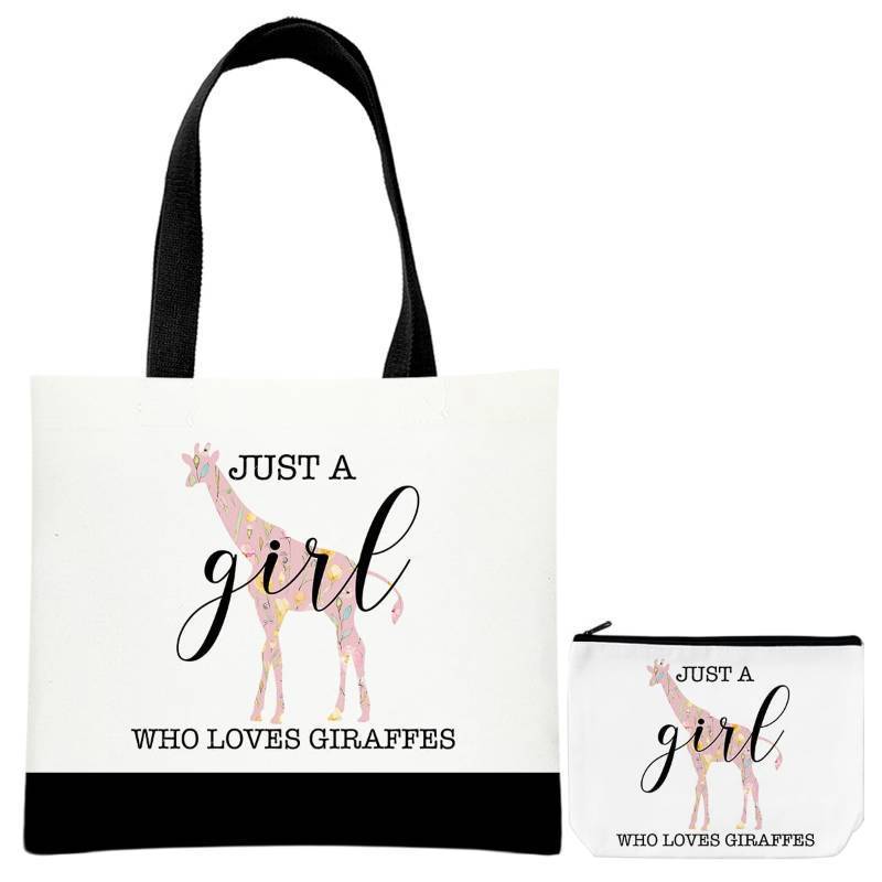 lot 1037 image: MGFYFGHJ Giraffes Themed Gifts, Anvas Tote Bag for Women, Zipper Makeup Bag Giraffes Gifts, Reusable Grocery Bags, Birthday Christmas Gift for Friends Daughter Sisters Bestie