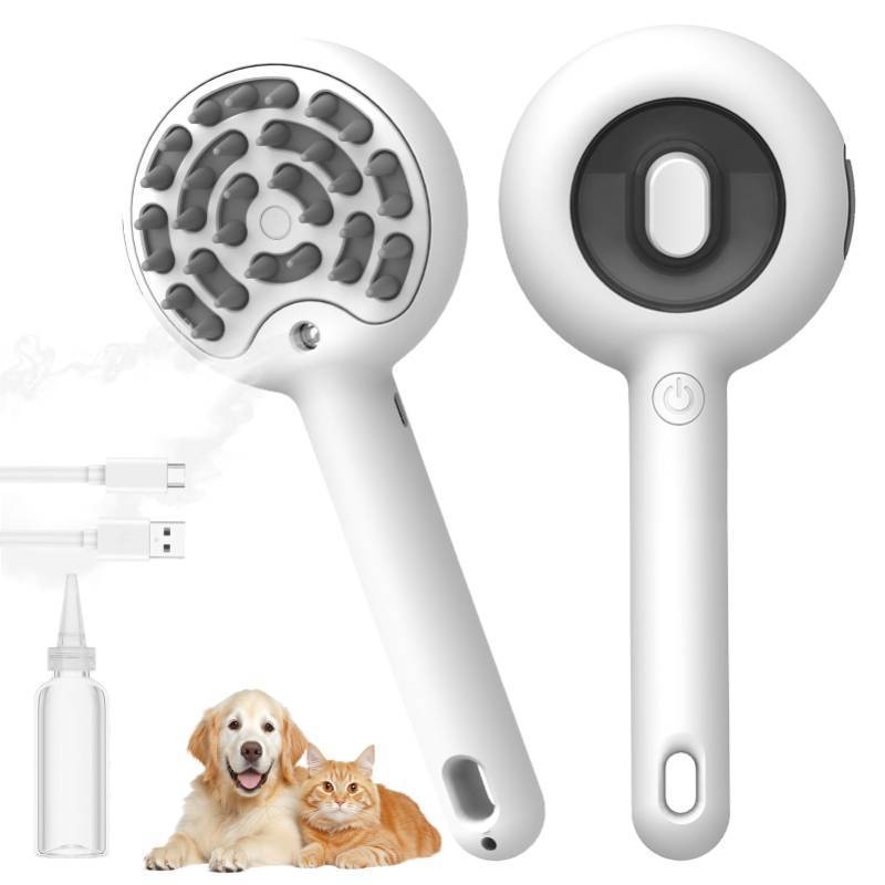 lot 1252 image: Hychipet Cat Brushes for Indoor Cat, 6 in 1 Pet Steam Brush for Dog Cats Grooming Kit Supplies Hair Grooming for Long Short Hair Cats Dogs Massage &amp 2 Water Spray Modes Shedding Brush