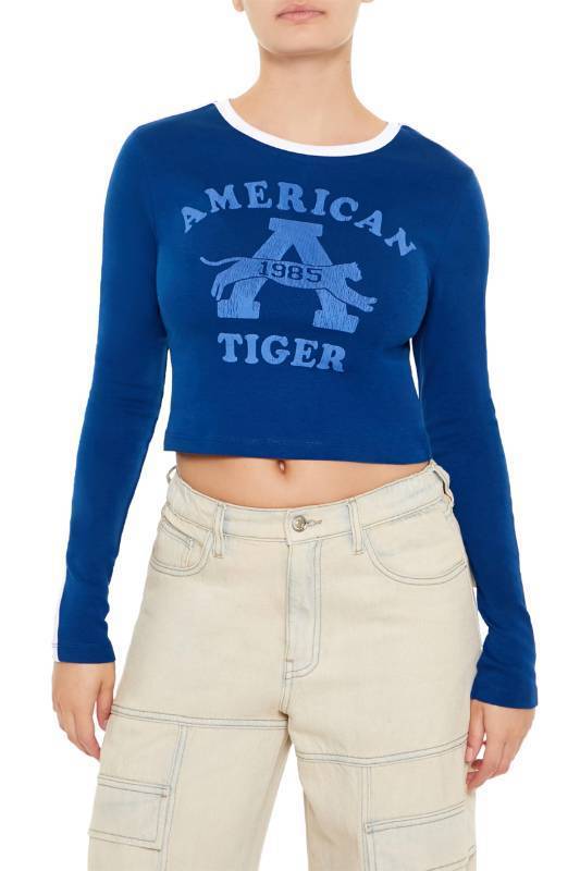 lot 92 image: Forever 21 Womens American Tiger Graphic Tee NavyMulti Size Large