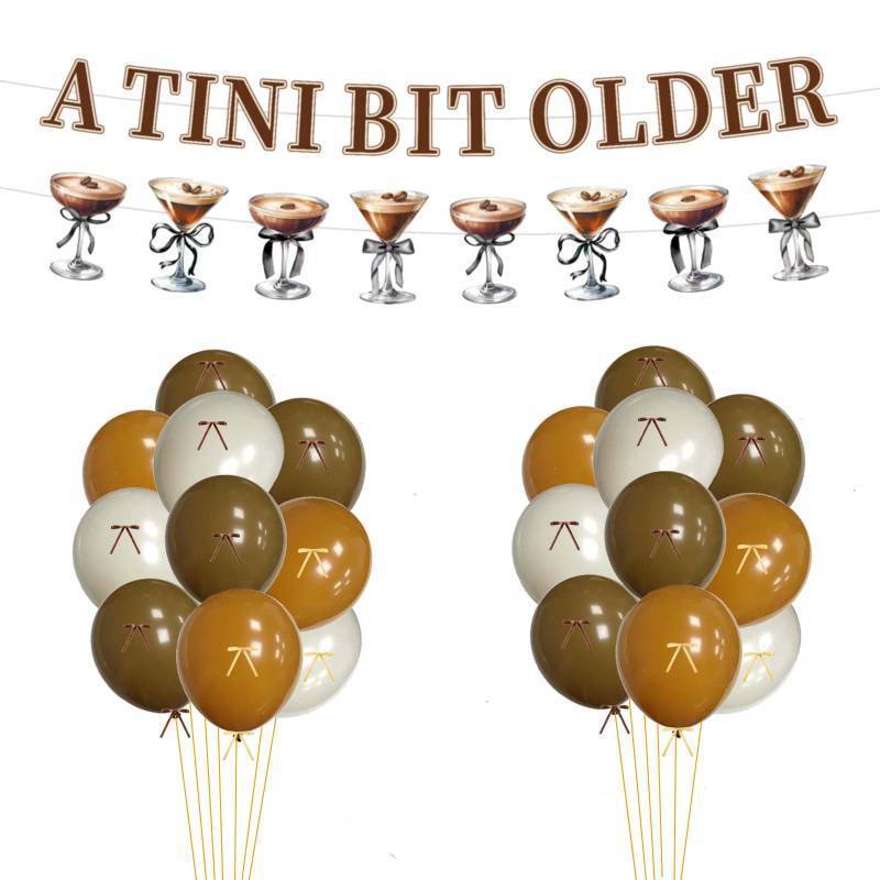lot 1016 image: Martini Bow Birthday Party Decorations, A Tini Bit Older Banner Balloons Decorations for Girls Women Martini Bar Birthday Bachelorette Bridal Shower Party Supplies