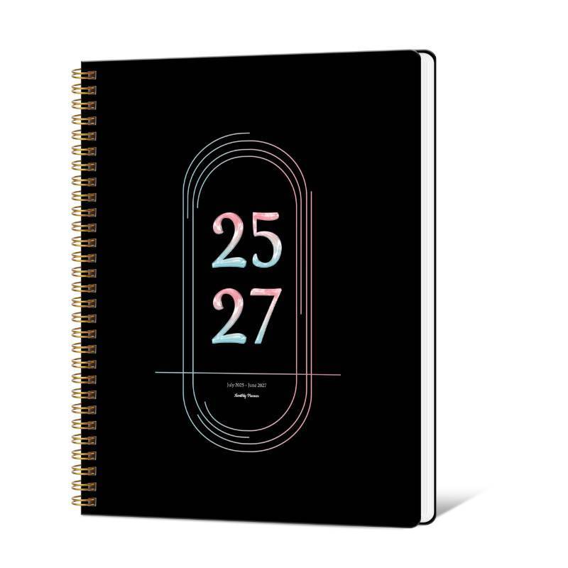 lot 1076 image: Monthly Planner 2025-2027, Simplified Monthly Calendar Planner, 24 Months Calendar, July 2025 - June 2027, 7.3  9.5, Waterproof Cover with Spiral Bound, for Office, School - Black
