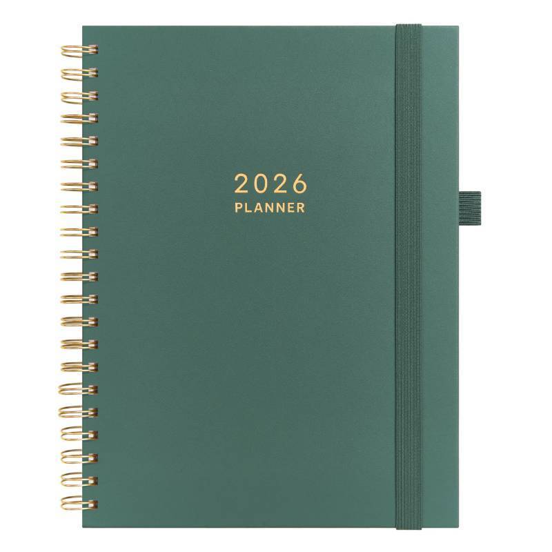 lot 2807 image: And Per Se 2026 Planner, A4 Size-Daily, Weekly & 18-Monthly Planner, Daily Schedule, Monthly Tabs, 100 GSM Thick Paper(Forest Green)