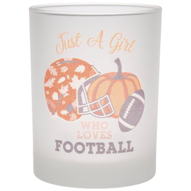 lot 2885 image: Culver Decorated Frosted DOF Double Old Fashioned Glass, 13.5-Ounce, Gift Boxed Set of 2 (Fall Girl Pumpkin Football)