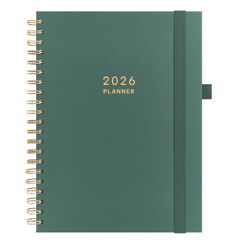lot 2943 image: And Per Se 2026 Planner, A4 Size-Daily, Weekly & 18-Monthly Planner, Daily Schedule, Monthly Tabs, 100 GSM Thick Paper(Forest Green)