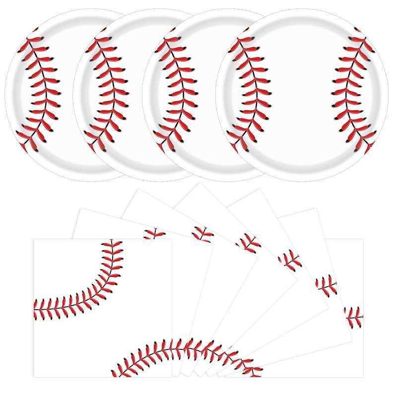 lot 2862 image: 2 sets of 40Pcs Baseball Party Supplies Bundle Paper Plates Napkins Baseball Themed Birthday Party Supplies Decorations Baseball Favors For Girls Serves 20 Guests