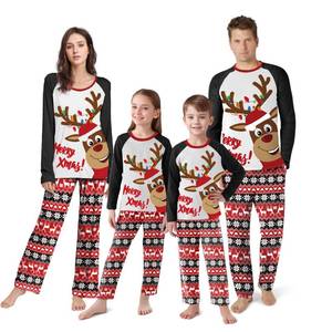 lot 490 image: IFFEI Christmas Pajamas for Family PJs Matching Sets Printed Top and Pant Sleepwear Jammies with Pockets Reindeer Red - Size10-11 Years