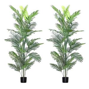 lot 493 image: Ruopei 5ft Artificial Trees for Outdoor 2 Pack - Tall Fake Tree for Living Room Faux Large Floor Plant Tropical Plants Indoor with Pot Office Home Bedroom Decor - Retail $100