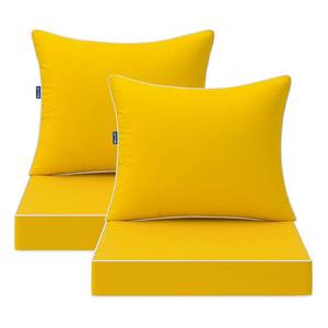 MIULEE Yellow Outdoor Seat Cushion 24x24 Inch Set of 2 Waterproof & 3 Year Fade Resistant Deep Seat and Back Cushion for Patio Furniture Chair Sofa Couch with Handle and Adjustable Straps - Retail: $110