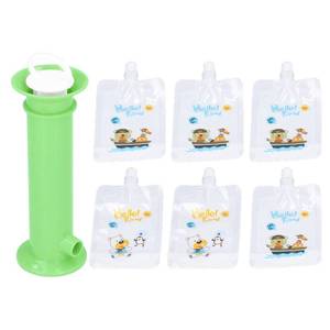lot 499 image: Baby Food Pouch Filling Kit, 6 Pouches, BPA-Free Press-Fill System, Clear Measurement Marks, Food Dispenser for Homemade Purees (Green)