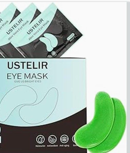 lot 502 image: USTELIR Aloe Vera Under Eye Patches Mask for Dark Circles, Puffy Eyes, Under Eye Bags, Wrinkles, Eye Mask Patches. Includes 3 pairs. Exp. 04092027
