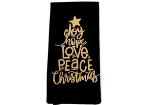 lot 511 image: Christmas Tree Kitchen Towels, Winter Christmas Hand Towels for Bathroom Decor, Winter Black and Gold Xmas Tree Holiday Dishcloths Dish Towel for Kitchen 16x24 Inches