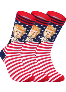 lot 564 image: Trump Socks 3-Pack - Funny Donald Trump Gifts for Men Women, Patriotic MAGA American Flag Novelty Socks