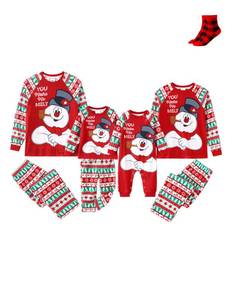 lot 594 image: WARNER BROS Frosty The Snowman Holiday Family Matching Pajamas Snowflake and Christmas Tree Print Mommy and Me Xmas Pjs - Size 4-5 kids