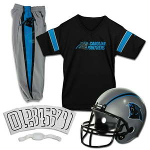 lot 599 image: Franklin Sports Carolina Panthers Kids NFL Uniform Set - Youth NFL Team Jersey  Helmet  Pants  Apparel Costume - Official NFL Gear -Youth Small