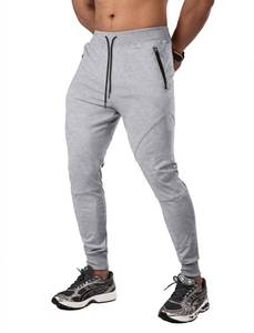 lot 607 image: MRSISYI Mens Tapered Jogger with Zipper Pockets Slim Fit Sweatpants Athletic Workout Gym Pants Grey - Size large