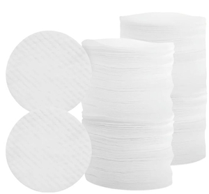 lot 620 image: 100 Pcs White Soft Facial Pads Round Shape Face Cleansing Pads, Disposable Non-Woven Fabric, for Makeup Removing Blending and Skin Toner Applying Cotton Balls and Swabs