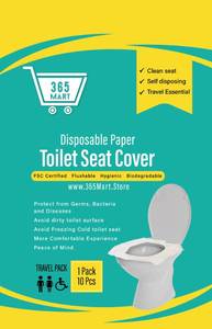lot 632 image: 365Mart Toilet Seat Covers Disposable Travel Potty Traning Flushable for Kids and Adults, Use at Workplaces, Hospitals, Schools and Hotels for Good Hygiene, Avoid Germs, Viruses and Cold Commode Seat