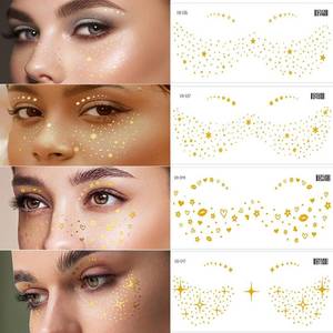 lot 634 image: Gold Glitter Freckles Face Tattoo Makeup - Fake & Faux Freckles, Sparkle, Waterproof, Temporary Face Tattoos - Jewels & Stickers - 13 Sheets for Women