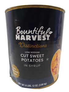 lot 329 image: Bountiful Harvest Cut Sweet Potatoes In Light Syrup, Low Sodium 6 lbs 12oz (Exp. Sept. 17 2028)