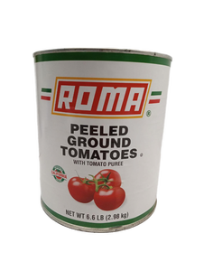 lot 345 image: Roma Peeled Ground Tomatoes with Tomato Puree 6.6lb Can - Best By Dec. 2029.