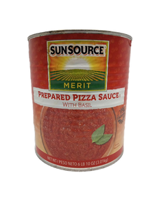 lot 353 image: Sunsource Merit Prepared Pizza Sauce with Basil 6lb 10oz Can Best By July 2027.