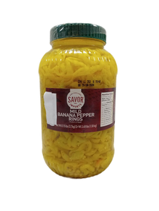 lot 354 image: Savor Imports Mild Banana Pepper Rings - 8.15 lb Jar. Best By Sept. 2026.