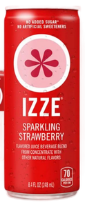 lot 359 image: IZZE Sparkling Water Juice Beverage Blend, Strawberry, No Sugar Added, 8.4 FL OZ, 8-Pack (Exp. May 2026)