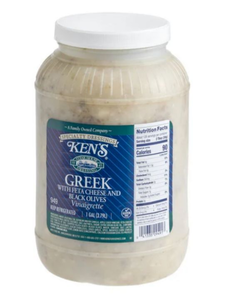 lot 363 image: Kens Greek Dressing with Feta & Black Olives - 1 Gallon. Best By September 25, 2025.