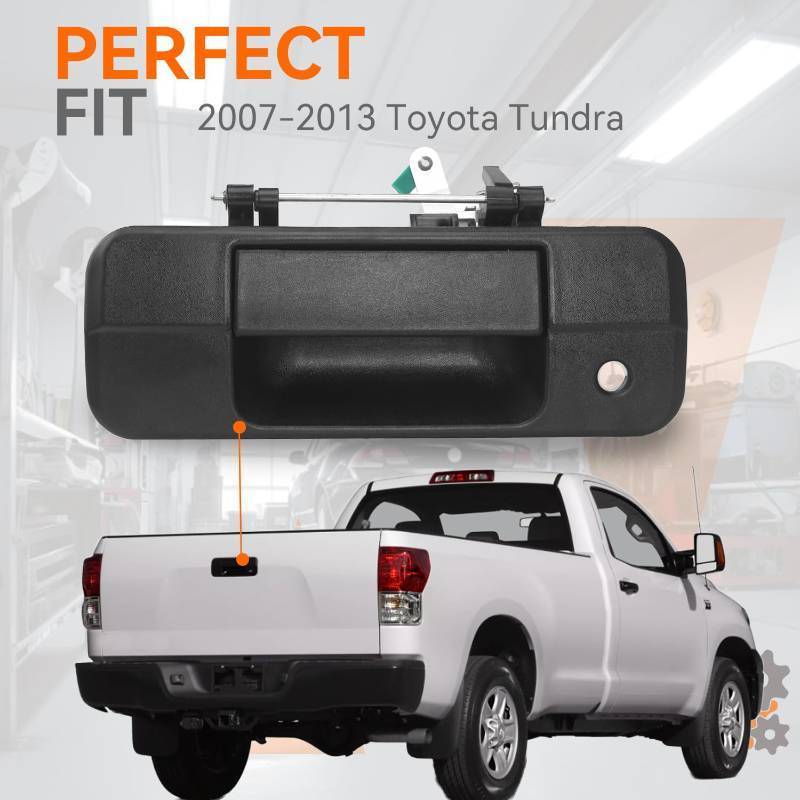 lot 308 image: GAMPRO Tailgate Handle Liftgate Latch Handle with Keyhole and Clips for 2007-2013 Toyota Tundra Replaces# 69090-0C040, 690900C040, 81213, TO1915113
