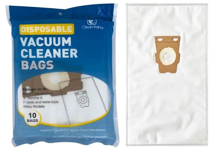 lot 309 image: CF Clean Fairy 10 Pack HEPA Vacuum Bags Compatible with Kirby Sentria Avalir Ultimate G Series 3-Layer HEPA Filtration Replaces F-Style & Twist-Style 204814 204811 205811 204808