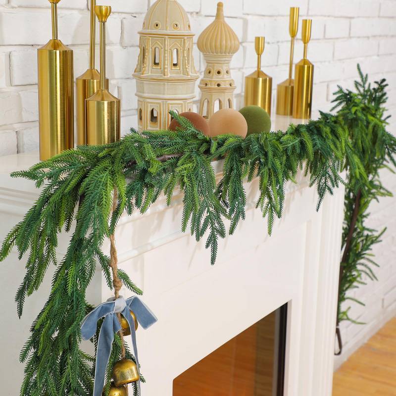 lot 3275 image: Jutom 1 Pcs 6 Feet Christmas Norfolk Pine Garland Realistic Artificial Faux Greenery Cedar Garland