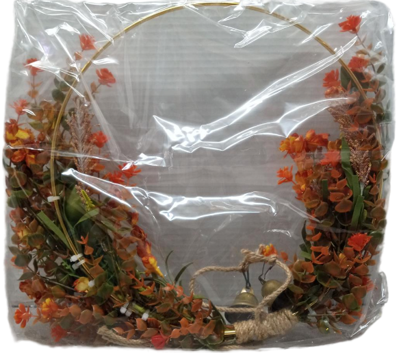 lot 1123 image: Fall Floral Door Wreath with Bells
