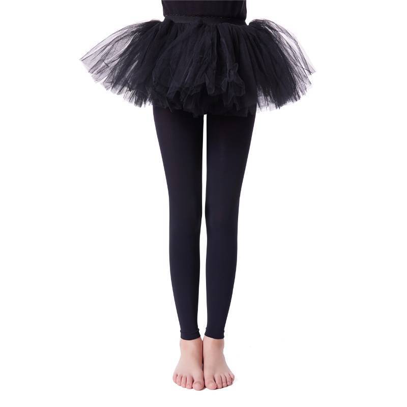 lot 1054 image: Frola Girls Opaque Footless Tights Ultra Soft Solid Colored Dance Tights(9-11,Black)