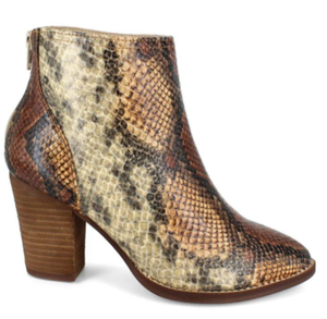 lot 696 image: Zigi-Soho Womens Brown Snake Skin Harlan Almond Toe Block Heel Zip-Up Boots Shoes (Size 9) - Retail $29