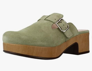 lot 703 image: Style & Co. Platform Suede Clogs, Olive (Size 9M)