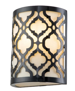lot 733 image: Arabella Wall Sconces in BlackGold - 2 Pack. Length 9.75, Width 6, Depth 4.5 (Battery Operated)