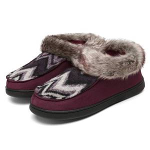 lot 762 image: Mishansha Womens House Shoes Memory Foam Suede Moccasin Slippers Winter Warm Fleece Lined Home Shoes with Anti-Skid Rubber Sole PurpleStripe 12 Women10 Men
