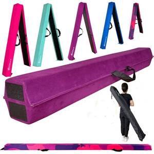 PromfMove 6' Gymnastics Balance Beam Foam Folding Floor Beam - Extra Firm - Suede Cover - Anti Slip Bottom with Carry Bag For Kids/Adults Home Use (Purple, 6 FT) - Retail: $78
