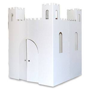 lot 808 image: Easy Playhouse Blank Castle - Kids Art & Craft for Indoor & Outdoor Fun  Color  Draw  Doodle on this Blank Canvas, Decorate & Personalize a Cardboard Fort  32  X 32  X 43. 5  -Age 3
