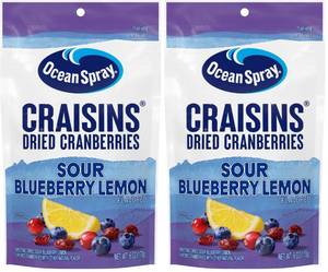 lot 809 image: 2-Pack Ocean Spray Craisins Sweetened Dried Cranberries, Sour Blueberry Lemon, 6oz Pouch (Best By Feb 2026)