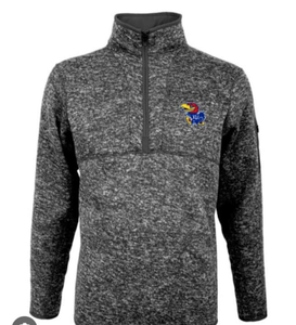 lot 820 image: Champion Antigwa Mens Kansas Jayhawks Quarter Zip Pullover (Size Medium)