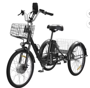 SKERI Electric Tricycle for Adults, 350W 48V  Electric Trike Motorized Three Wheel Electric Bicycle, 7 Speeds 3 Wheels Adult Electric Tricycle with Large Basket, Red - Retail: $549