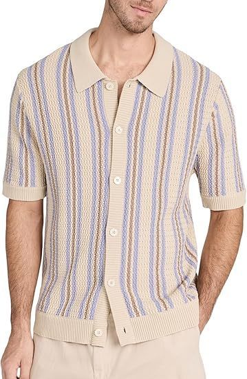 lot 674 image: Striped Knit Polo Cardigan Size XL