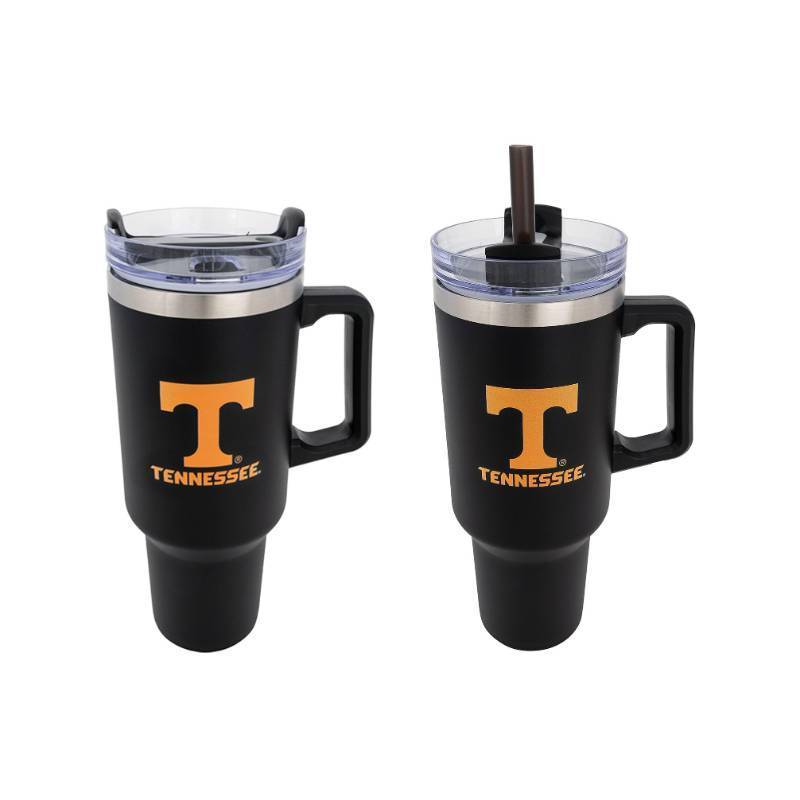 lot 2946 image: Desert Cactus University of Tennessee UT Knoxville Volunteers Vols Large Insulated Stainless Steel w Handle, Lid, Straw Reusable Double Walled Cup Hot Cold Drinkware (40oz Ounce Rally Tumbler Design D)