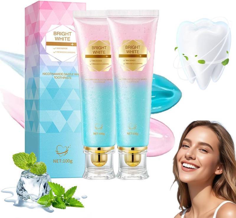 lot 3050 image: 2 PCS Niacinamide Whitening Toothpaste, Niacinamide Toothpaste Intensive Whitens Teeth, Protects Tooth Enamel, Fresh Breath & Stain Removal Formula,Freshens Breath 24 Hours (2 PCS)